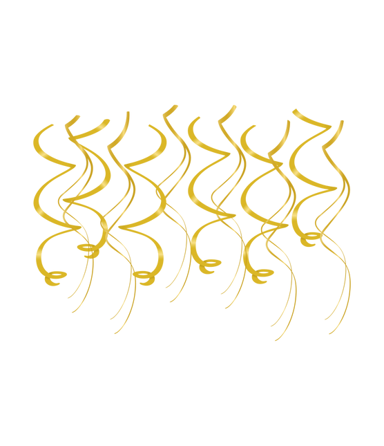 Złote wiszące dekoracje Swirls 12szt
