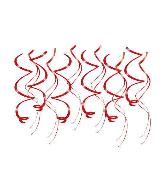 Czerwone wiszące dekoracje Swirls 12szt