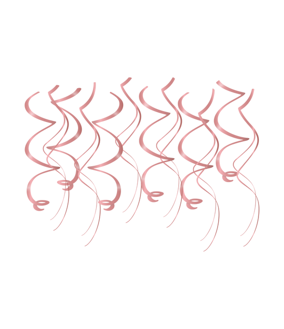 Różowe złote wiszące dekoracje Swirls 12szt