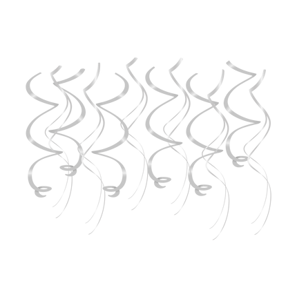 Srebrne wiszące dekoracje Swirls 12szt