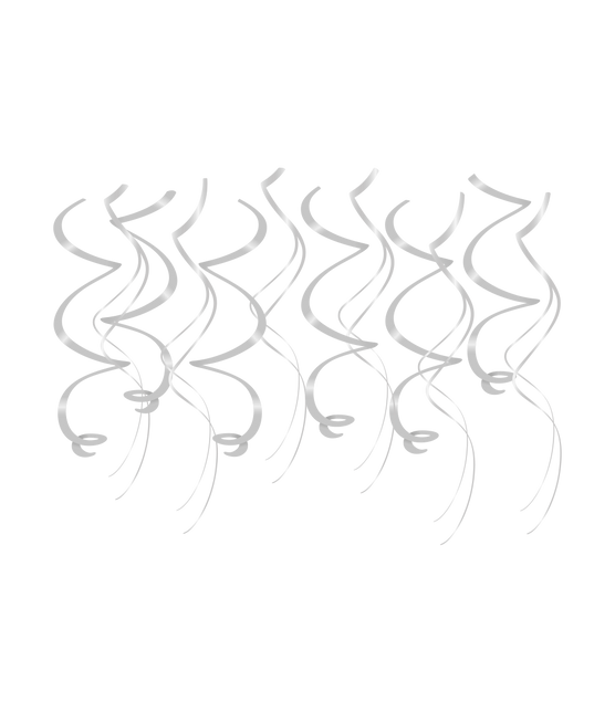 Srebrne wiszące dekoracje Swirls 12szt
