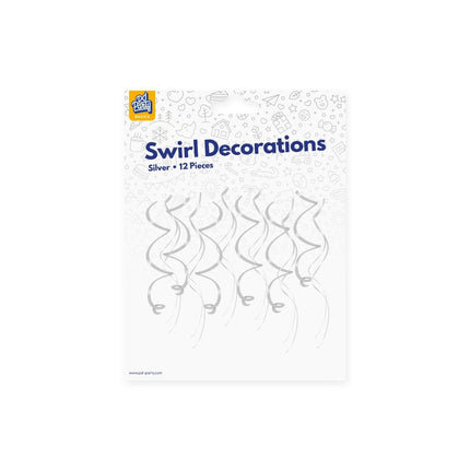 Srebrne wiszące dekoracje Swirls 12szt