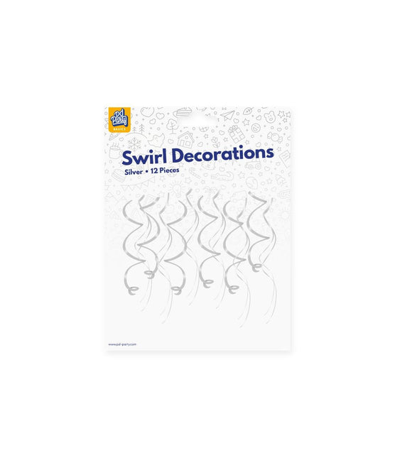Srebrne wiszące dekoracje Swirls 12szt