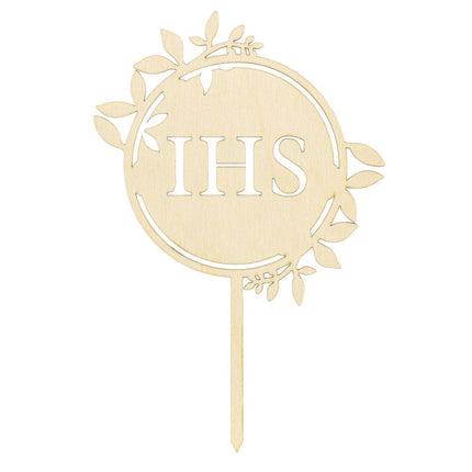 Taarttopper Communnie IHS Hout 23cm van Partydeco koop je bij Partywinkel