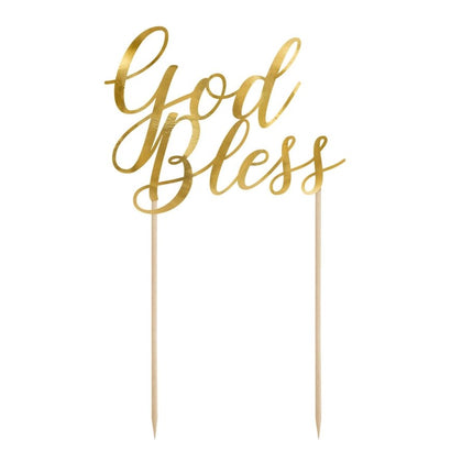 Taarttopper God Goud 27,5cm van Partydeco koop je bij Partywinkel
