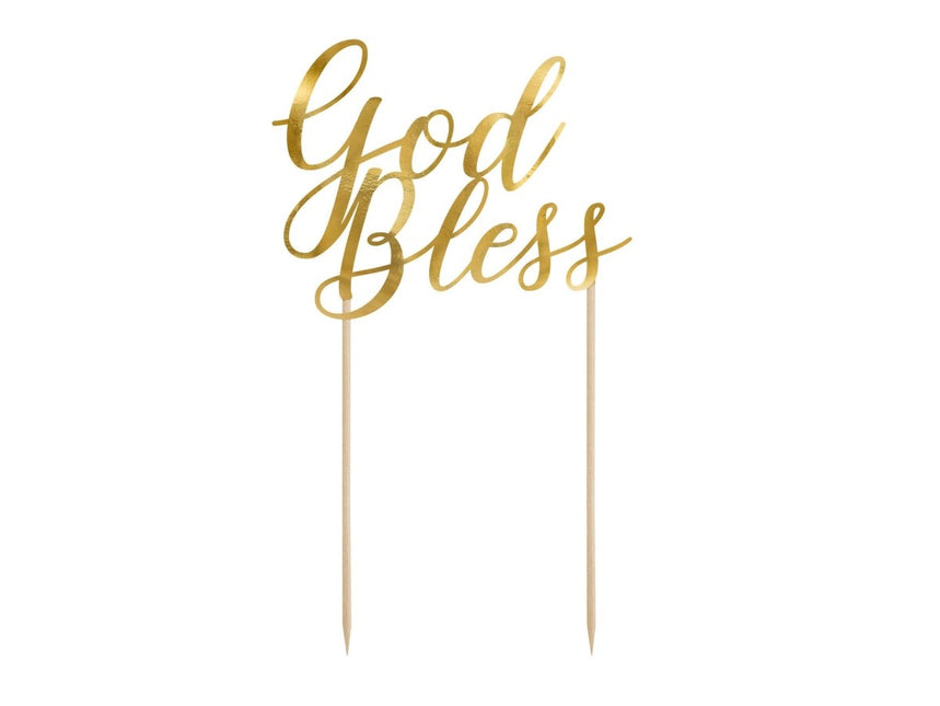 Taarttopper God Goud 27,5cm van Partydeco koop je bij Partywinkel