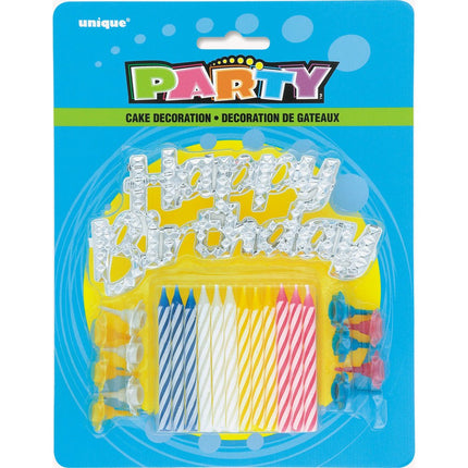 Taarttopper Happy Birthday Set 20cm 13 delig van Unique koop je bij Partywinkel