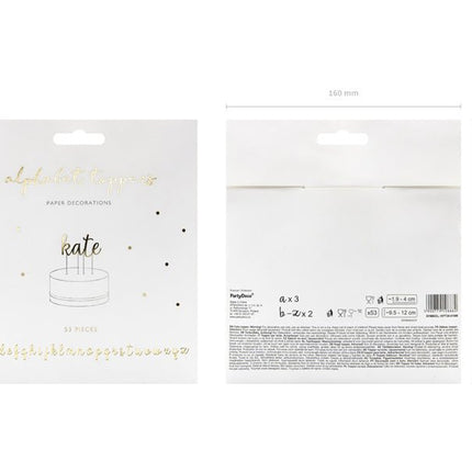 Taarttoppers Alfabet 12cm 53st van Partydeco koop je bij Partywinkel