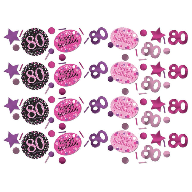 Tafelconfetti 80 Jaar Happy Birthday Roze 34gr van Riethmueller koop je bij Partywinkel