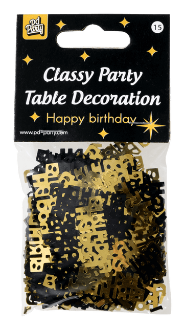 Tafelconfetti Happy Birthday Goud/Zwart 20gr van Paper Dreams koop je bij Partywinkel