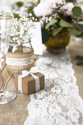 Tafelloper Jute Kant 2,75m van Partydeco koop je bij Partywinkel