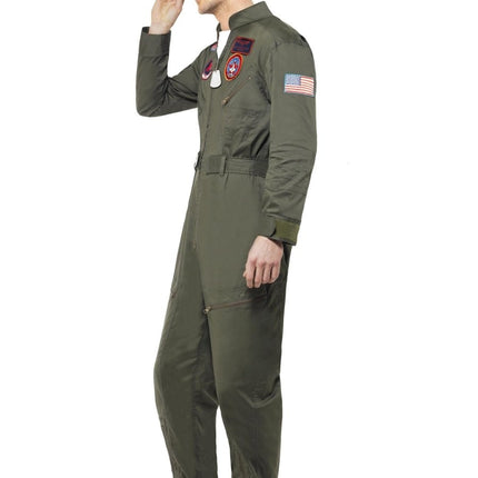 Top Gun Deluxe Heren Kostuum, groen van Smiffys koop je bij Partywinkel