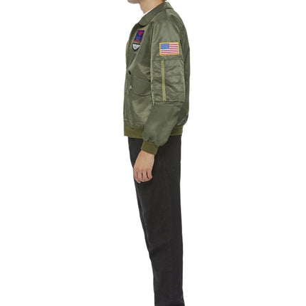 Top Gun Maverick Bomber Jacket, Groen van Smiffys koop je bij Partywinkel