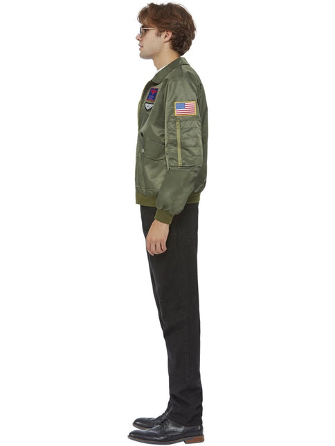 Top Gun Maverick Bomber Jacket, Groen van Smiffys koop je bij Partywinkel
