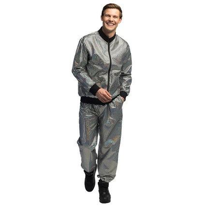 Trainingspak Disco diamond dude zilver van Boland koop je bij Partywinkel