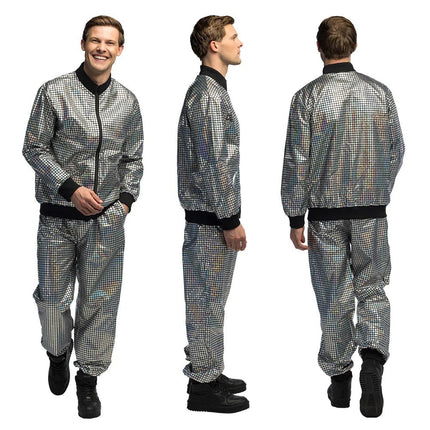 Trainingspak Disco diamond dude zilver van Boland koop je bij Partywinkel