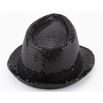 Trilby hoed metallic zwart met glitters van Folat koop je bij Partywinkel