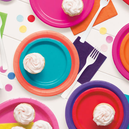 Turquoise Borden Rond 17,5cm 8st van Unique koop je bij Partywinkel