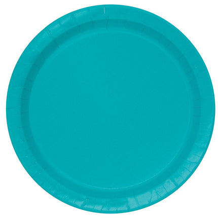 Turquoise Borden Rond 23cm 16st van Unique koop je bij Partywinkel