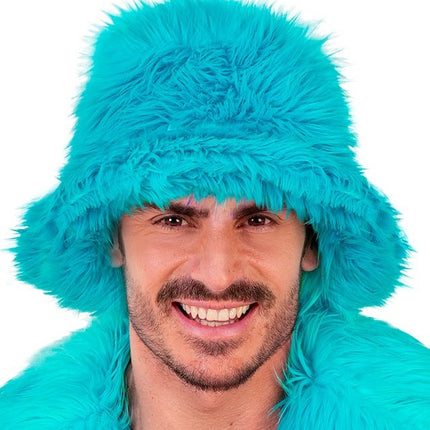 Turquoise Bucket Hat Pluche van Widmann koop je bij Partywinkel