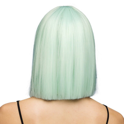 Turquoise Pruik Bob Met Pony van Boland koop je bij Partywinkel