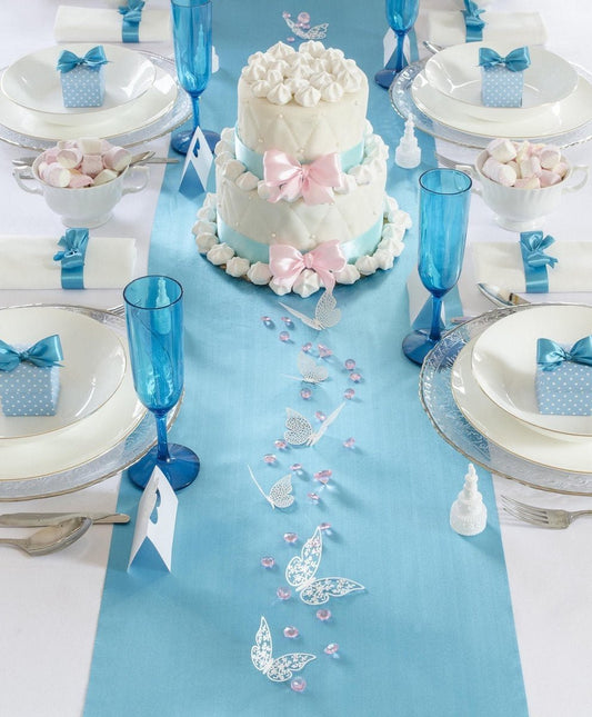 Turquoise Tafelloper 36cm 9m van Partydeco koop je bij Partywinkel