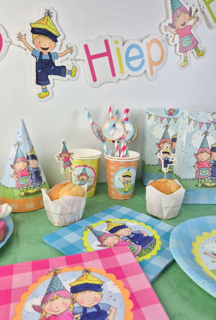 Uitdeelzakjes Fien & Teun met stickers 20cm 8st van Haza Witbaard koop je bij Partywinkel