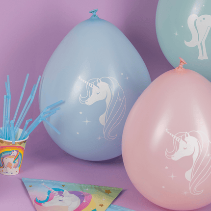 Unicorn Ballonnen Gekleurd 30cm 8st van Paper Dreams koop je bij Partywinkel