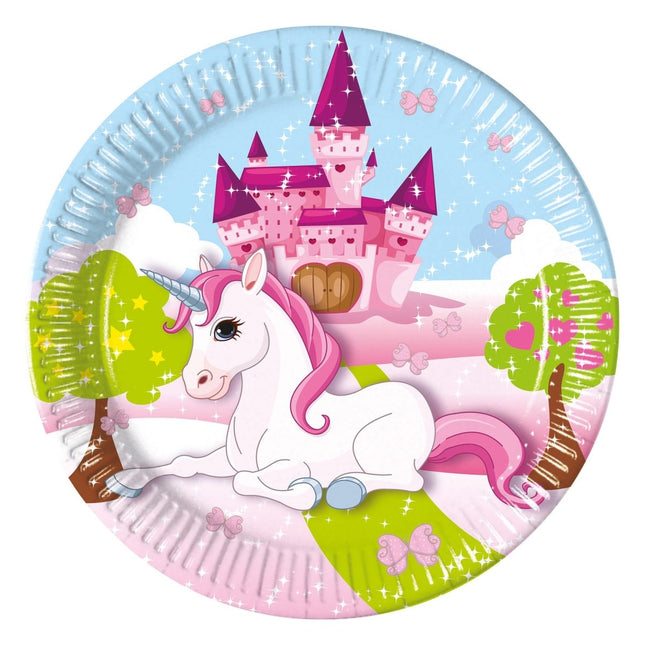 Unicorn Borden 20cm 8st van Procos koop je bij Partywinkel