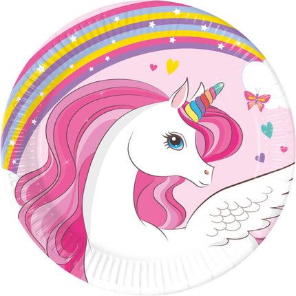 Unicorn Borden Roze 20cm 8st van Procos koop je bij Partywinkel