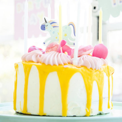 Unicorn Kaarsen Rainbows 10cm 11st van Folat koop je bij Partywinkel