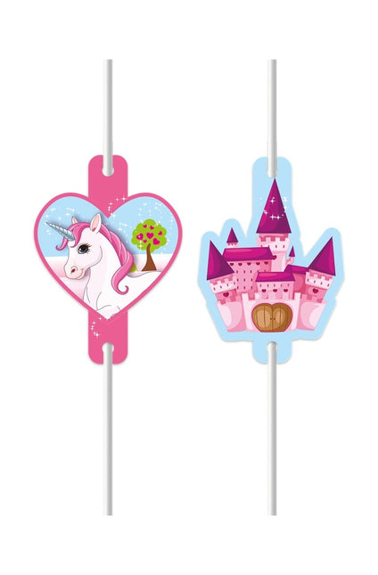 Unicorn Papierenrietjes 4st van Procos koop je bij Partywinkel