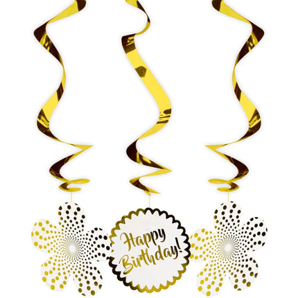 Verjaardag Hangdecoratie Happy Birthday Goud 3st van Folat koop je bij Partywinkel
