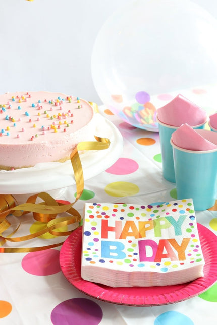 Verjaardag Servetten Happy Birthday Stippen 33cm 20st van Folat koop je bij Partywinkel