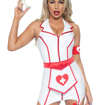 Verpleegster Jurk Wit Rood Dames Leg Avenue - Partywinkel - 714718557168