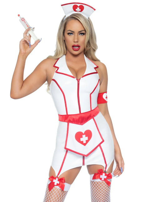 Verpleegster Jurk Wit Rood Dames Leg Avenue - Partywinkel - 714718557168