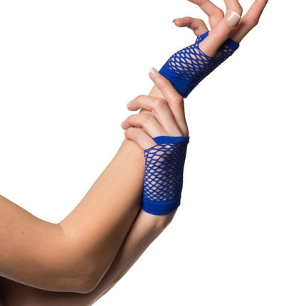Vingerloze Handschoenen Kort Visnet Blauw van Partychimp koop je bij Partywinkel