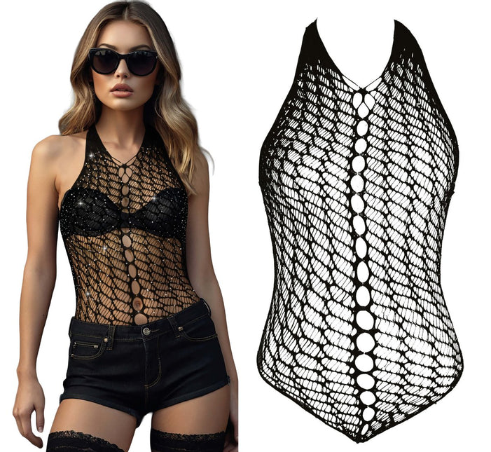 Visnet Shirt Zwart Met Steentjes van Fiestas Guirca koop je bij Partywinkel
