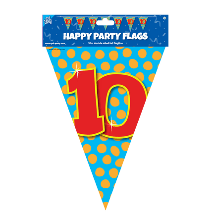 Vlaggenlijn 10 Jaar Gekleurd 10m van Paper Dreams koop je bij Partywinkel