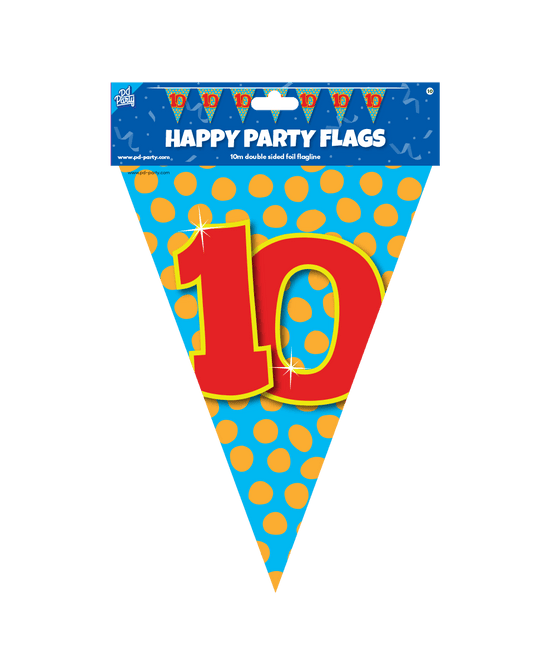 Vlaggenlijn 10 Jaar Gekleurd 10m van Paper Dreams koop je bij Partywinkel