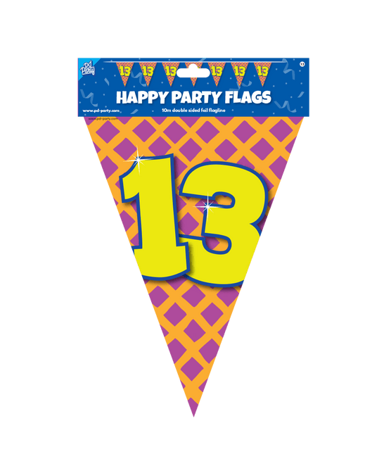 Vlaggenlijn 13 Jaar Gekleurd 10m van Paper Dreams koop je bij Partywinkel