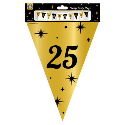 Vlaggenlijn 25 Jaar Goud Zwart 10m van Paper Dreams koop je bij Partywinkel