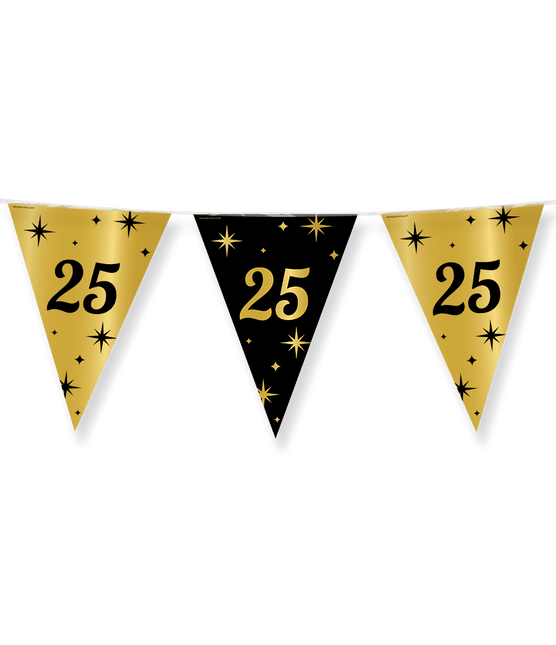Vlaggenlijn 25 Jaar Goud Zwart 10m van Paper Dreams koop je bij Partywinkel