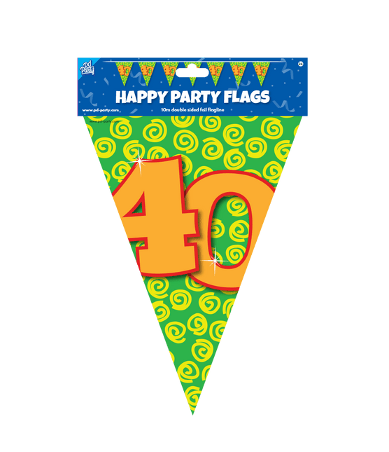 Vlaggenlijn 40 Jaar Gekleurd 10m van Paper Dreams koop je bij Partywinkel