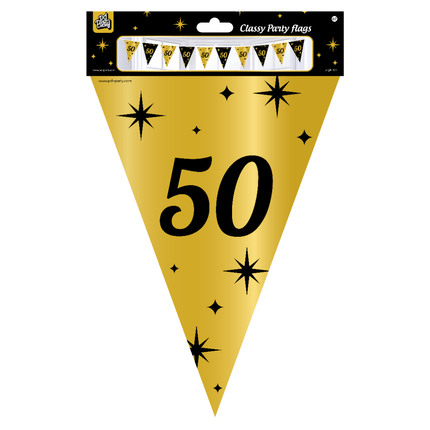 Vlaggenlijn 50 Jaar Goud Zwart 10m van Paper Dreams koop je bij Partywinkel
