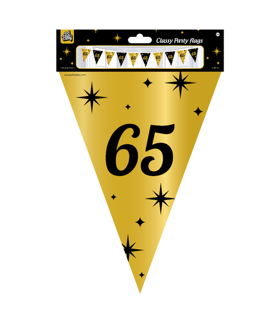 Vlaggenlijn 65 Jaar Goud Zwart 10m van Paper Dreams koop je bij Partywinkel