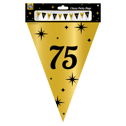 Vlaggenlijn 75 Jaar Goud Zwart 10m van Paper Dreams koop je bij Partywinkel