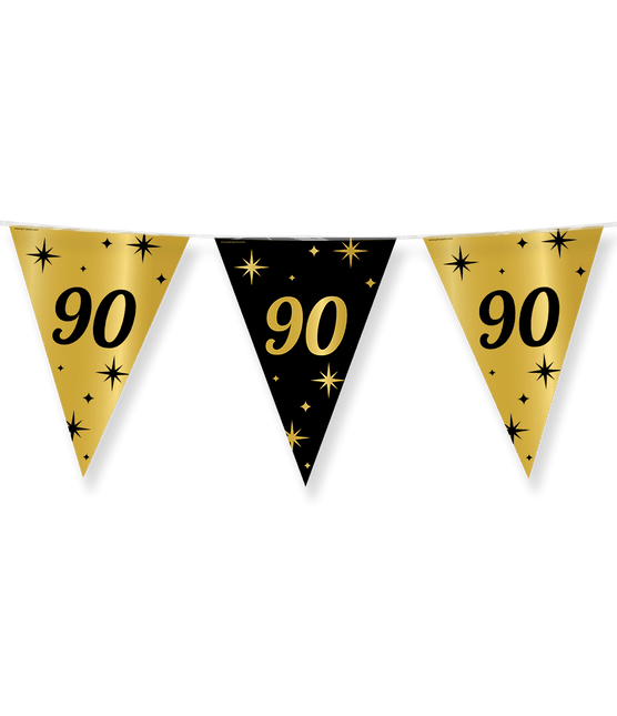 Vlaggenlijn 90 Jaar Goud Zwart 10m van Paper Dreams koop je bij Partywinkel