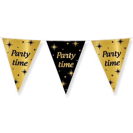 Vlaggenlijn Party Time Goud Zwart 10m van Paper Dreams koop je bij Partywinkel