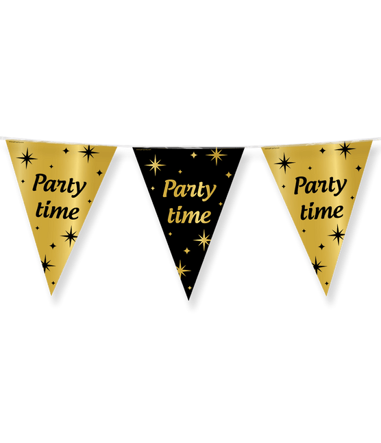 Vlaggenlijn Party Time Goud Zwart 10m van Paper Dreams koop je bij Partywinkel